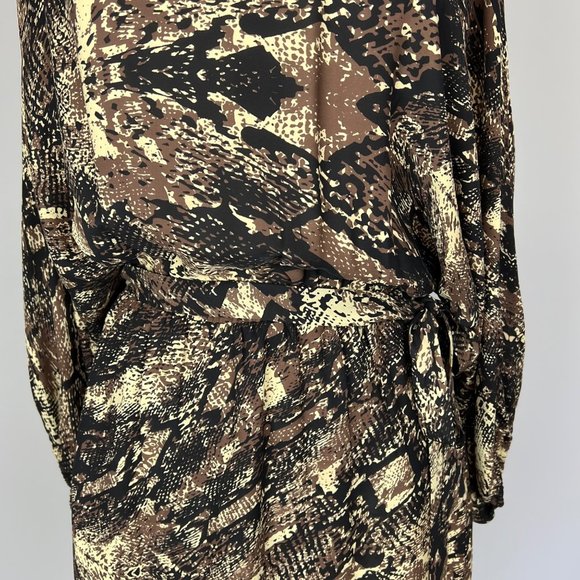 Parker Womens Silk Mini Dress Brown Black Abstract Snakeskin size Medium - Picture 5 of 14